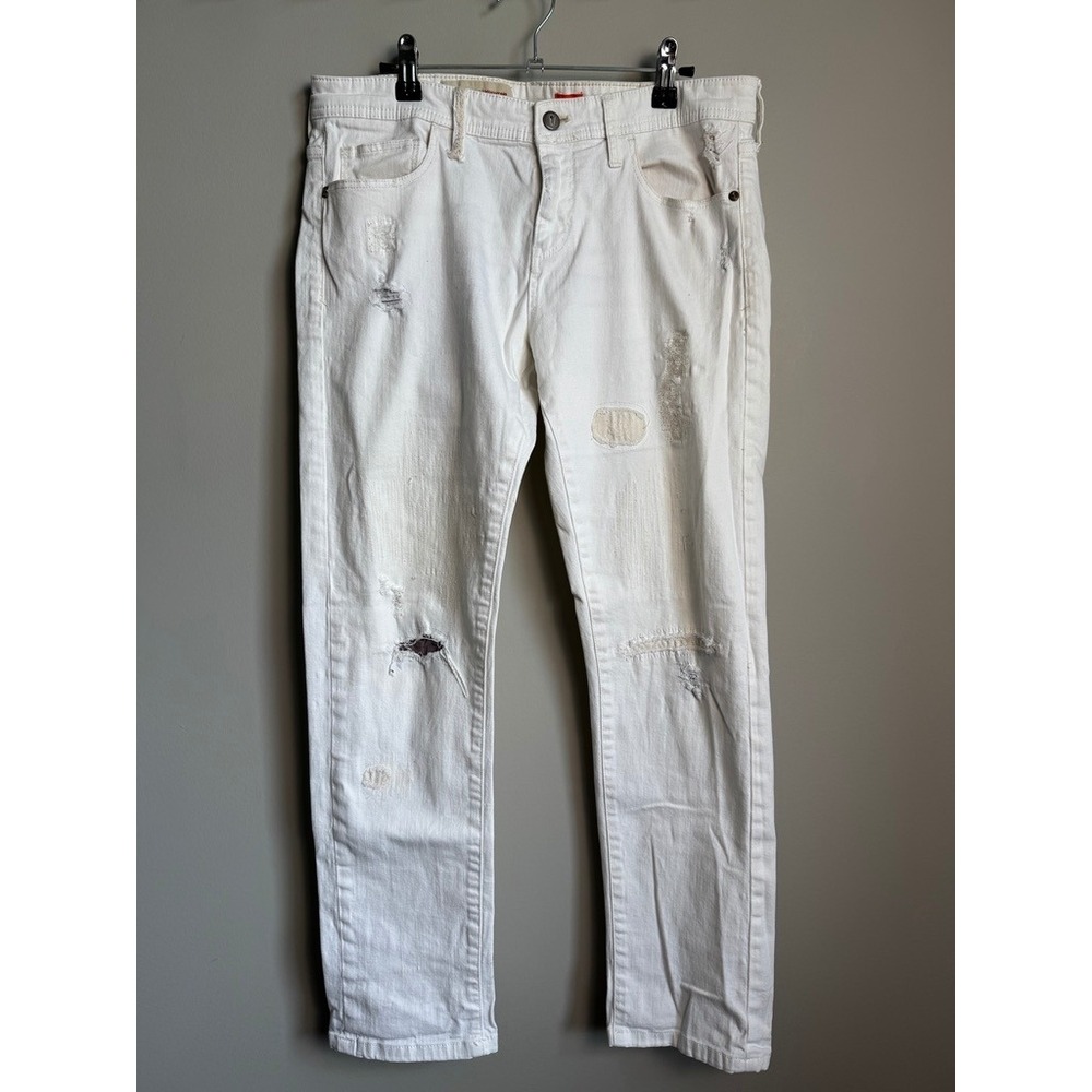Pilcro and the Letterpress Womens Hyphen Distressed Jeans 29 White Boho Casual